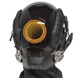 Punk Helmet Mask Futuristic Mask with Infinity Mirror Lights Techwear mask Cosplay Costume for Adult (Style-B)