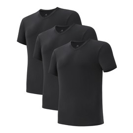 DAVID ARCHY Men’s Undershirts Quickly-Dry T-Shirt,Stretch and Moisture-Wicking V Neck Tees,3 Pack (M, Black)