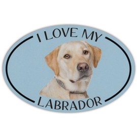 Oval Dog Breed Picture Car Sticker - I Love My Labrador (Yellow Lab) - Sticker - Sticker Graphic - Auto, Wall, Laptop, Cell, Truck Sticker for windows, cars, trucks, tool boxes, laptops