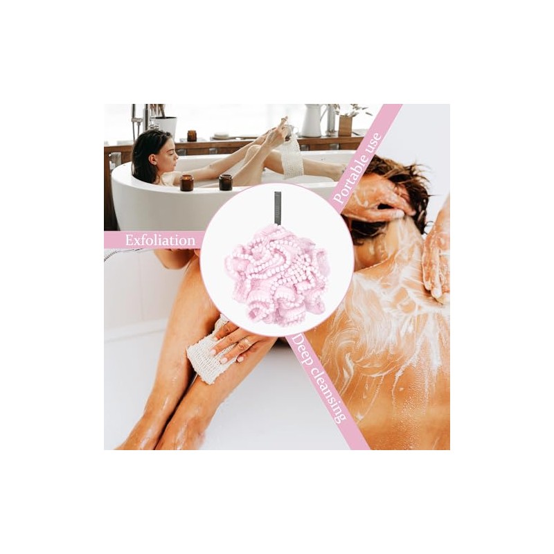 Esponja Baño Color Rosa Ducha Suave Bolas Encaje Globo Limpieza