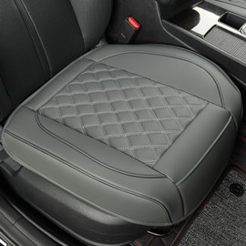 Vankerful 1 Pack Leather Front Car Seat Covers,Bottom Seat Covers for Cars,Driver Car Seat Cushion Cover,Luxury Seat Protectors,for Most Vehicles,Sedan,Truck,SUV(Grey)