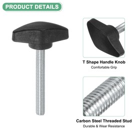 M METERXITY 4-Pack Thumb Screws, M6x50mm Tee Wing Knobs, Plastic T Handles Clamping Knob for Woodworking/Machinery/Equipment, Tightening Thread Thumbscrew [Black]