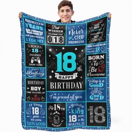 18th Birthday Gamer Gifts for Boys, 18 Year Old Gifts for Boys, 18th Birthday Decorations for Boys, Kids Game Theme Blanket 60 x 50 Inches for Boys 18th Birthday Gaming Gifts Gamer Night Room Decor
