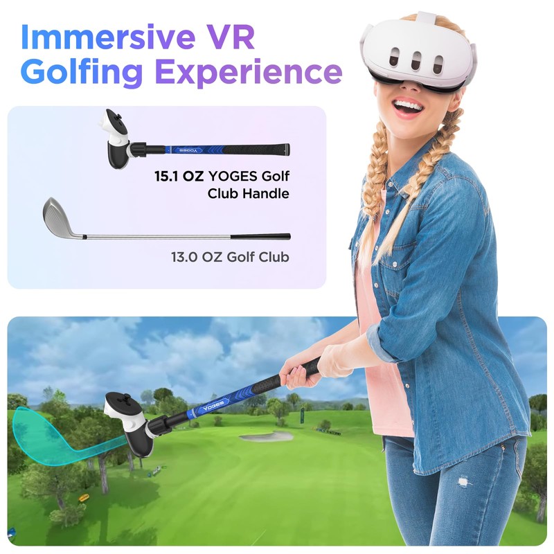 YOGES VR Golf Club Attachment Compatible with Meta Quest 3S/