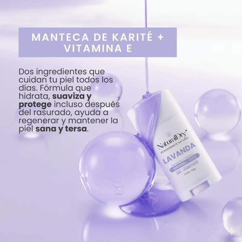 Desodorante Naturaldry Mujer Stick Vegano Lavanda 50g Lavanda