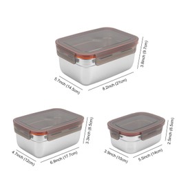 JJoexyfit Food Storage Containers with Lids, Stainless Steel Fridge Storage Containers Airtight Leak-Proof Metal Storage Containers for Food Leftover Storage (550ml+1100ml+1900ml)