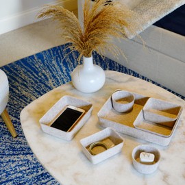 Welaxy Drawer organizers Felt storage bins office Desk Draw dividers wabi-sabi Nordic Natural Scandinavian-chic style beige hygge design catchall tray 7-Piece (Oatmeal)