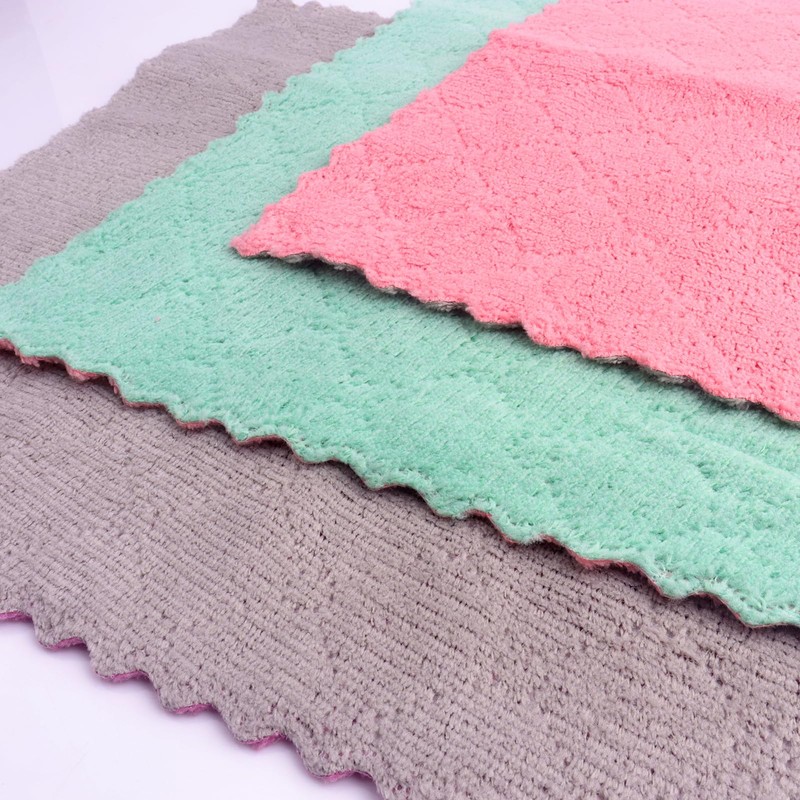 Roellgs Dish Cloths 15 Pack,Super Absorbent Coral Fleece Kitchen Cloth