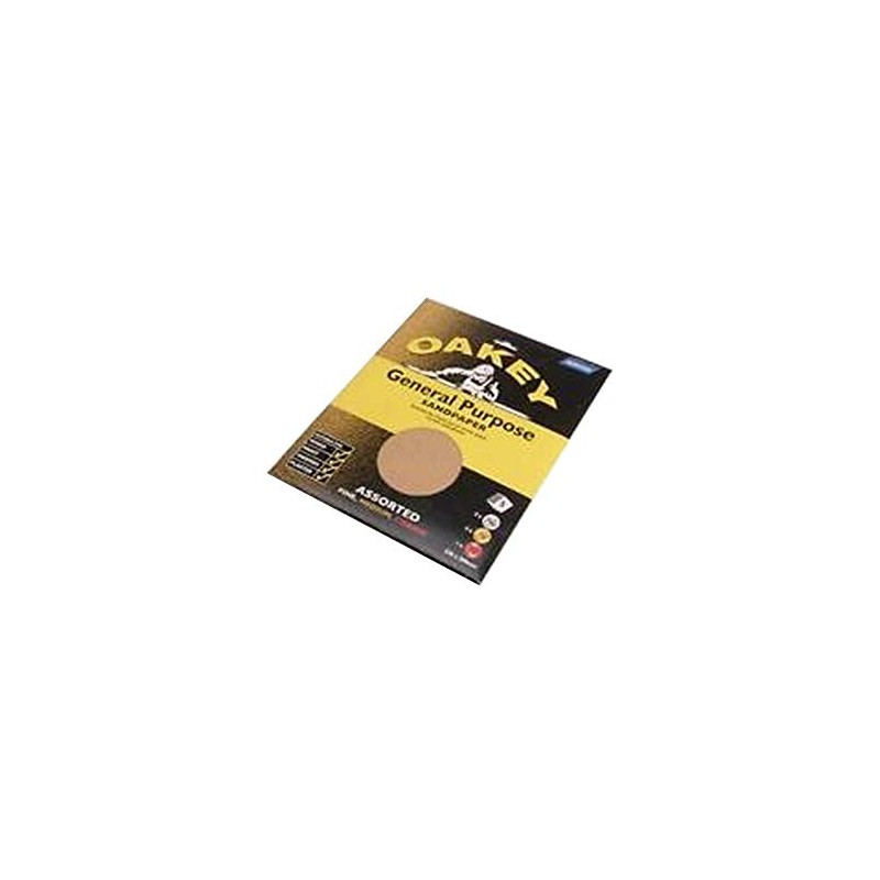 Oakey Glasspaper Sandpaper Assorted Grit Pack of 5