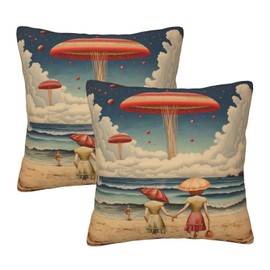 Yopiiefa Summer Beach Vacation Pillow Covers 18x18 Set of 2 Enjoying Life Throw Pillow Cover Flying Saucer Floating Farmhouse Pillowcases for Sofa Couch Home Decor