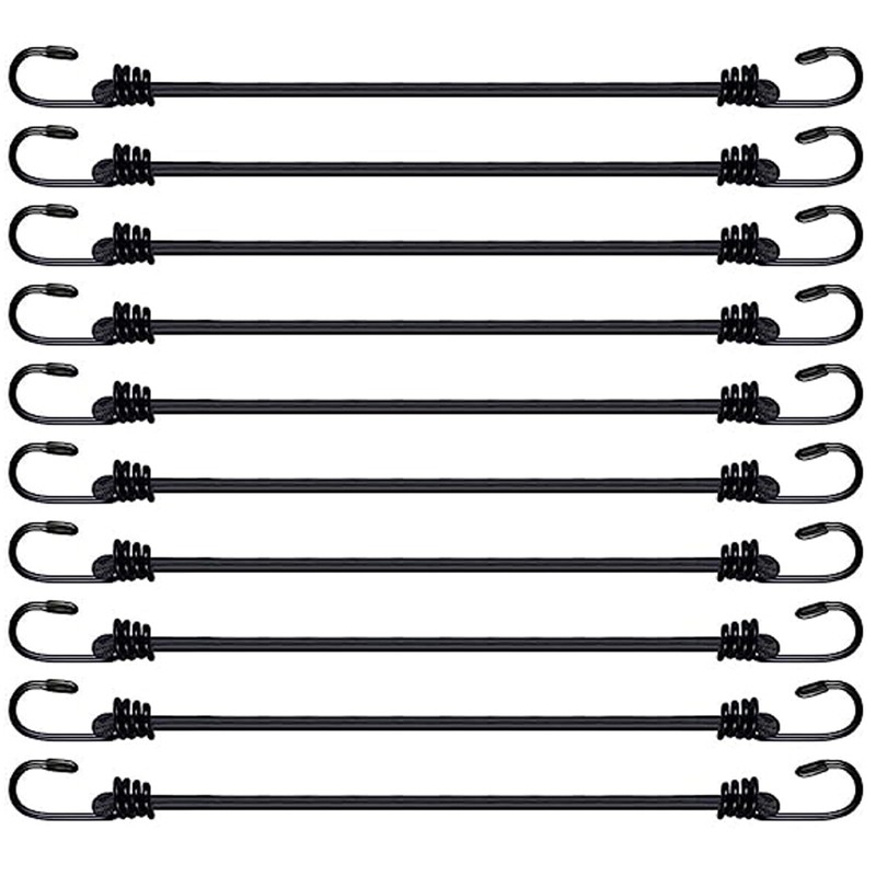 10 Pack Bungee Cords With Hooks, Heavy Duty Elastic Bungee