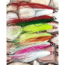 AllPro National Inc Fishing Teaser, Fluke Teaser, Striped Bass Teaser 4/0, (4 Pack) Bucktail Teaser - Pink/Chartreuse