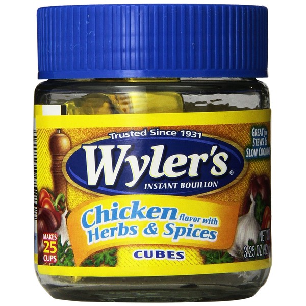 Wyler's Chicken with Herbs & Spices Instant Bouillon Cubes (3.25 oz Jars, Pack of 8)
