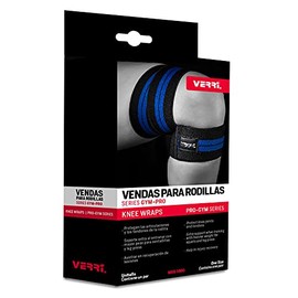 VERRI | Vendas para rodilla para sentadillas y leg press que brindan protección y seguridad en entrenamiento gym, negro, unitalla