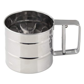 Zenker Einhandsieb PATISSERIE, Küchenhelfer aus hochwertigem Edelstahl, sichere Bedienung mit nur einer Hand, zum Einmehlen der Arbeitsfläche oder Bestäuben von Gebäck, (Farbe: Silber), Menge: 1 Stück