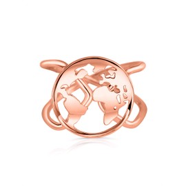 VIASOUL® World Map Ring, Size Adjustable, Rings for Women, 585 Gold Plated, The Original World Ring, Brass with 14k gold plating