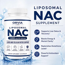 Halpilt ORVIA Labs Liposomal NAC - Glutathione Liposomal Supplement for Liver Detox Support, Energy & Mental Clarity, Metabolism - Vegan, Non-GMO, Gluten-Free - 60 Capsules