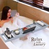 Domax Bathtub Caddy Tray Expandable Bamboo Tub Tray for Luxury