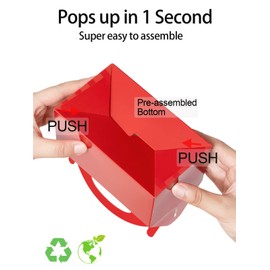 Happyhiram 25 Pcs Red Treat Boxes, 6 Inch Valentine Candy Boxes Party Favors with Handle Paper Cookie Gift Gable Boxes Snack Goodie Gift Bags for New Year Party Decorations