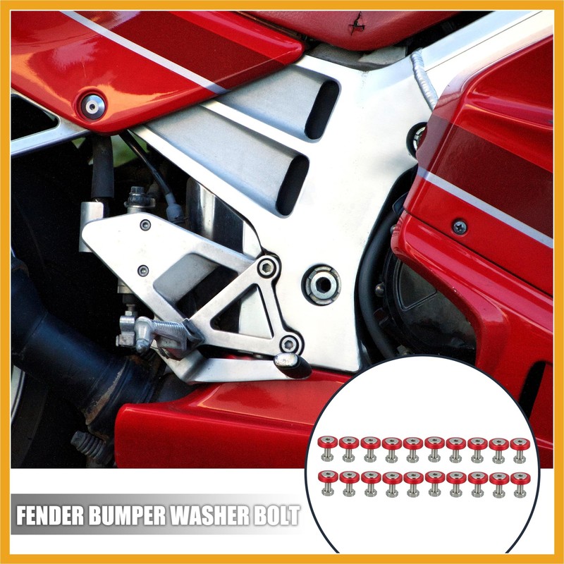 Partuto 20 Pcs Car Motorcycle Red M6 Fender Bumper Washer