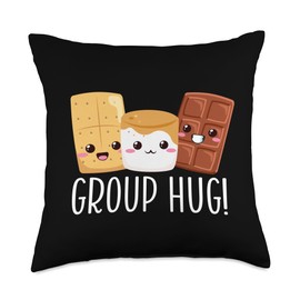 Group Hug Camping Campfire Chocolate Marshmallow S'Mores Throw Pillow