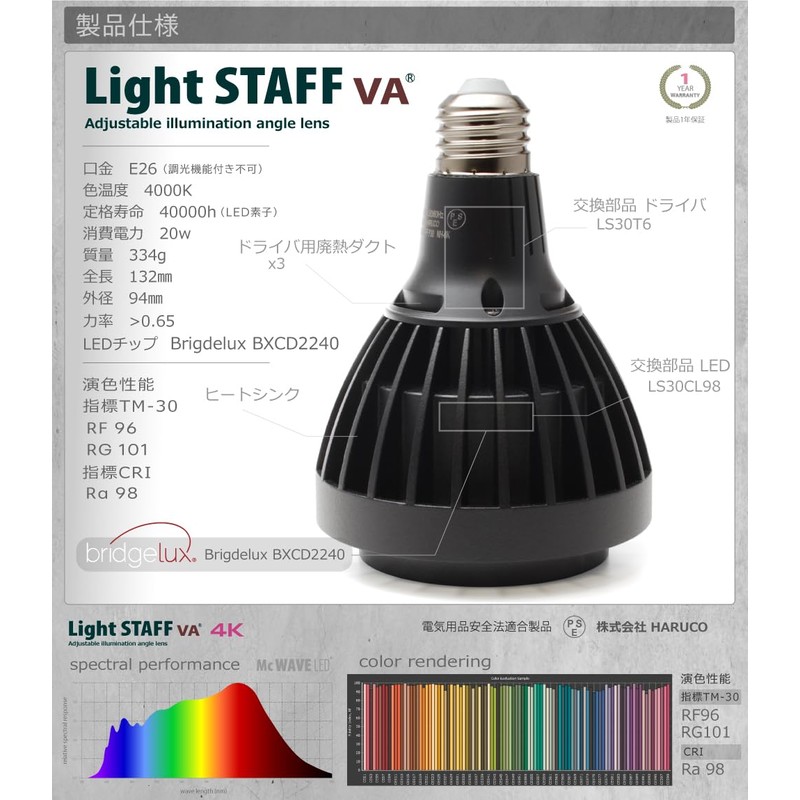 HaruDesign Light STAFF VA 4K McW Warm 4000K Plant Grow