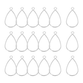 sourcing map 18 Pcs Open Bezel, Teardrop Resin Bezels Pendants Open Back Bezels Metal Hollow Frame Charm for DIY Resin Crafts Earrings Jewelry Making, Bright Silver