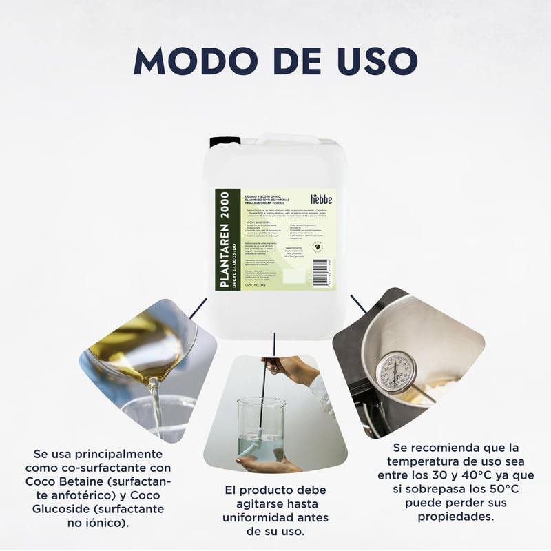 Hebbe - Decil Glucósido, Tensioactivo Suave y Biodegradable para Cosméticos,