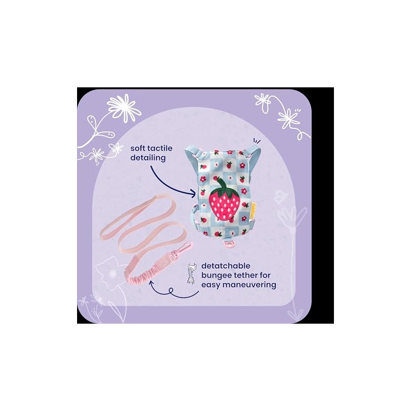 Goldbug Toddler Safety Harness and Bungee Tether - Patchwork Berry