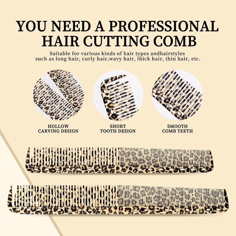 4pcs/Set Leopard Print Professional Hair Styling Comb - Durable ABS