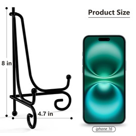 Tnnluku 8 Inch 4 Pack Iron Display Stand, Metal Easel Stand for Picture Frame, Black Wire Iron Easel Plate Holder Dish Stand for Displaying Pictures, Decoration Plates, Books Dishes and Arts