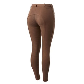 HORZE Active Women's Horse Riding Silicone Grip Full Seat Breeches | Midrise Waist with Front Pocket - Cocoa Mocha - 28