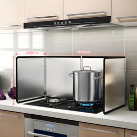 KOBSAINF 4 Sided Splatter Guard,Foldable Stainless Steel Oil Splatter Screens for Frying,Oil Splash Insulation Board,Nonstick Oil Splatter Guard Stove Heat Insulation Board for Cooking