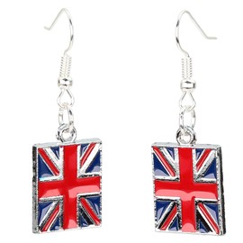 Bluebubble KINGS CORONATION Celebration Dangle Earrings (Union Jack UK Flag)