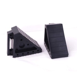 HIGOOD Solid Rubber Wheel Chock with Handle for The Car, Strong and Durable,8" Length, 4" Width, 6" Height - Pack of 2