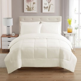 Sweet Home Collection 5 Piece Comforter Set Bag Solid Color All Season Soft Down Alternative Blanket & Luxurious Microfiber Bed Sheets, Ivory, Twin XL (Pack of 4)