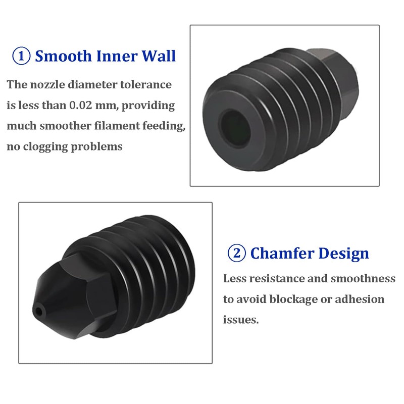 Nssnlur Pack of 6 hardened steel nozzle for Bambulab X1/X1C/X1E/P1P/P1S,