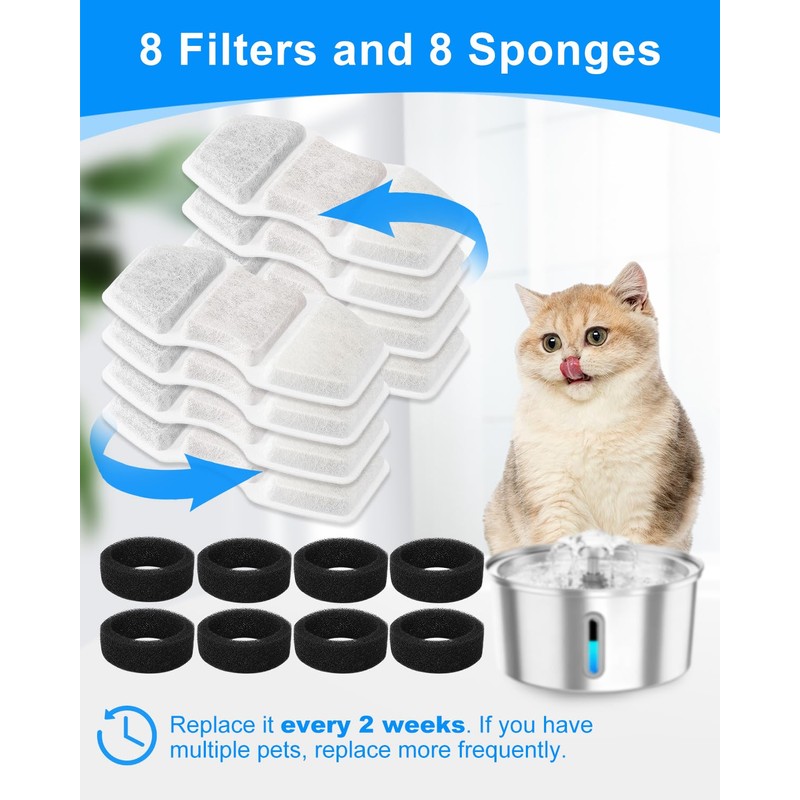 MyfatBOSS 8+8 Cat Water Fountain Filters Compatible with Invengo 3.2L/108oz