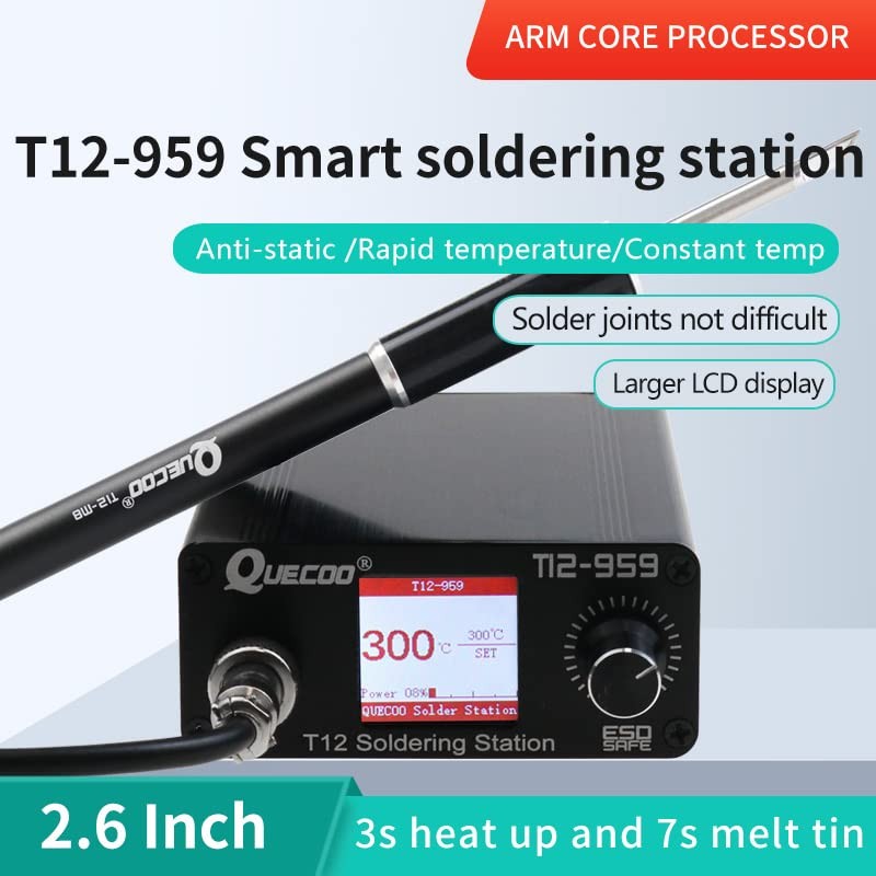 QUECOO T12-959 Soldering Iron Station Kit, LCD Screen with T12