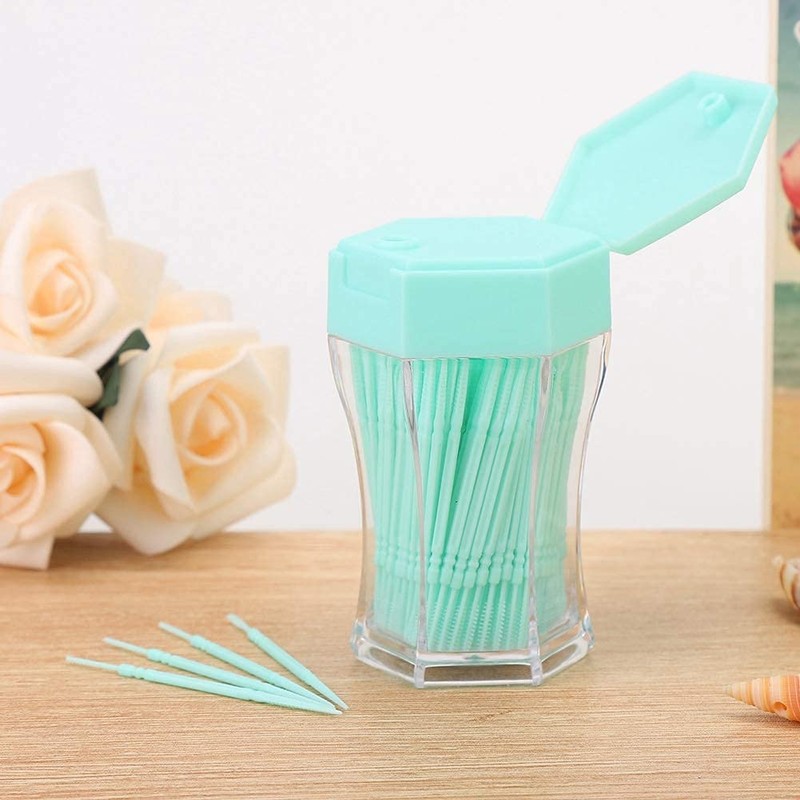 Agatige 200pcs 2 Ends Toothpicks, Plastic Coloured Teeth Toothpicks with