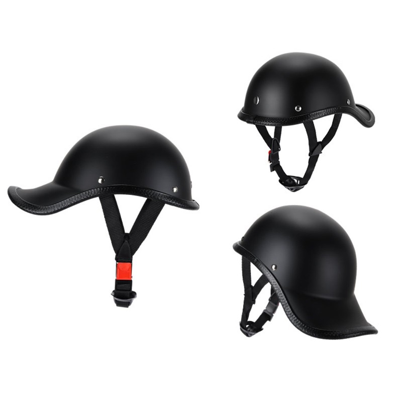 Retro Motorcycle Half Helmet with Adjustable Nylon Chin Strap Scoop