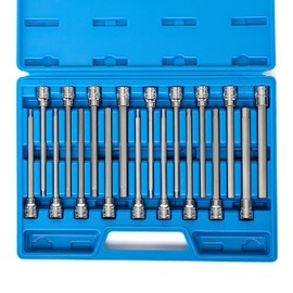 Neiko 10079A Extra Long Allen Hex Bit Socket Set, 18 Piece SAE and Metric Allen Socket Set, 3/8 Drive, 1/8" – 3/8 Inch & 3mm – 10mm, 6” Long Allen Hex Socket Bit Set, Allen Head Hex Key Socket Set …