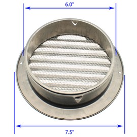 OZXNO 6 Inch/150mm Round Air Outlet Vent Stainless Steel Soffit Vent Louver Grille Cover with Built-in Screen Mesh for Wall Ceiling