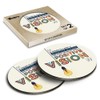 2 x Round Coasters - Positive Quote Motivation Cork Backed