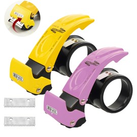 Y-Nut Blade Safety Cover Packing Tape Dispenser Gun 2-Inch, 2 Pack Metal Tape Gun with Safety Protection, 3-Inch Inner Paper Core (Pink + Black Yellow)