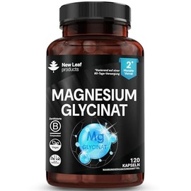 Magnesium Glycinate High Dose and Highly Effective 1040 mg - 120 Magnesium High Dose Capsules with 208 mg Elemental mg per Serving - Pure Active Ingredient - Made by New Leaf Products