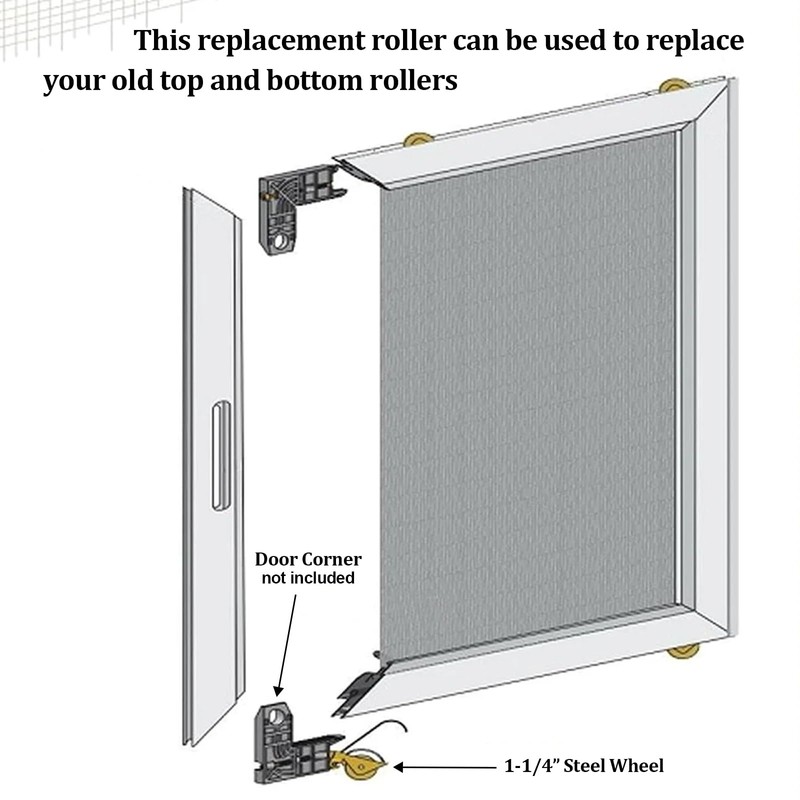 Sliding Screen Door Tension Spring Rollers Replacement with 1-1/4" Steel
