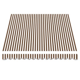 Strong Camel 12'x10' Patio Awning Cover Only Cover Retractable Deck Sun Shade Shelter Canopy Cover (Brown with White)