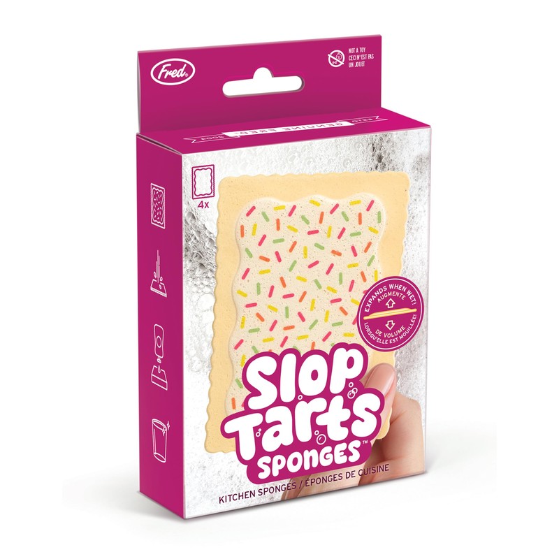 Genuine Fred SLOP TARTS, Set of 4, Compressed Kitchen Sponges,