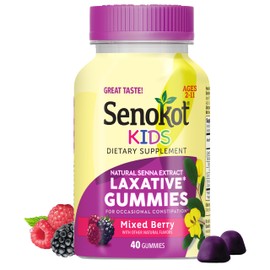 Senokot Senokot Kids Mixed Berry Laxative Gummies for Age 2+, Senna Extract for Gentle, Overnight Relief from Occasional Constipation, 40 ct